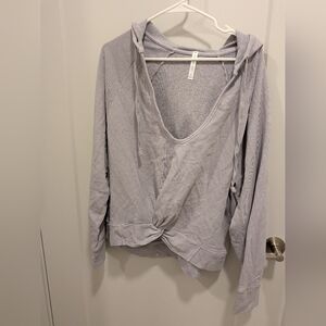 Fabletics Light Gray Knotted Hoodie